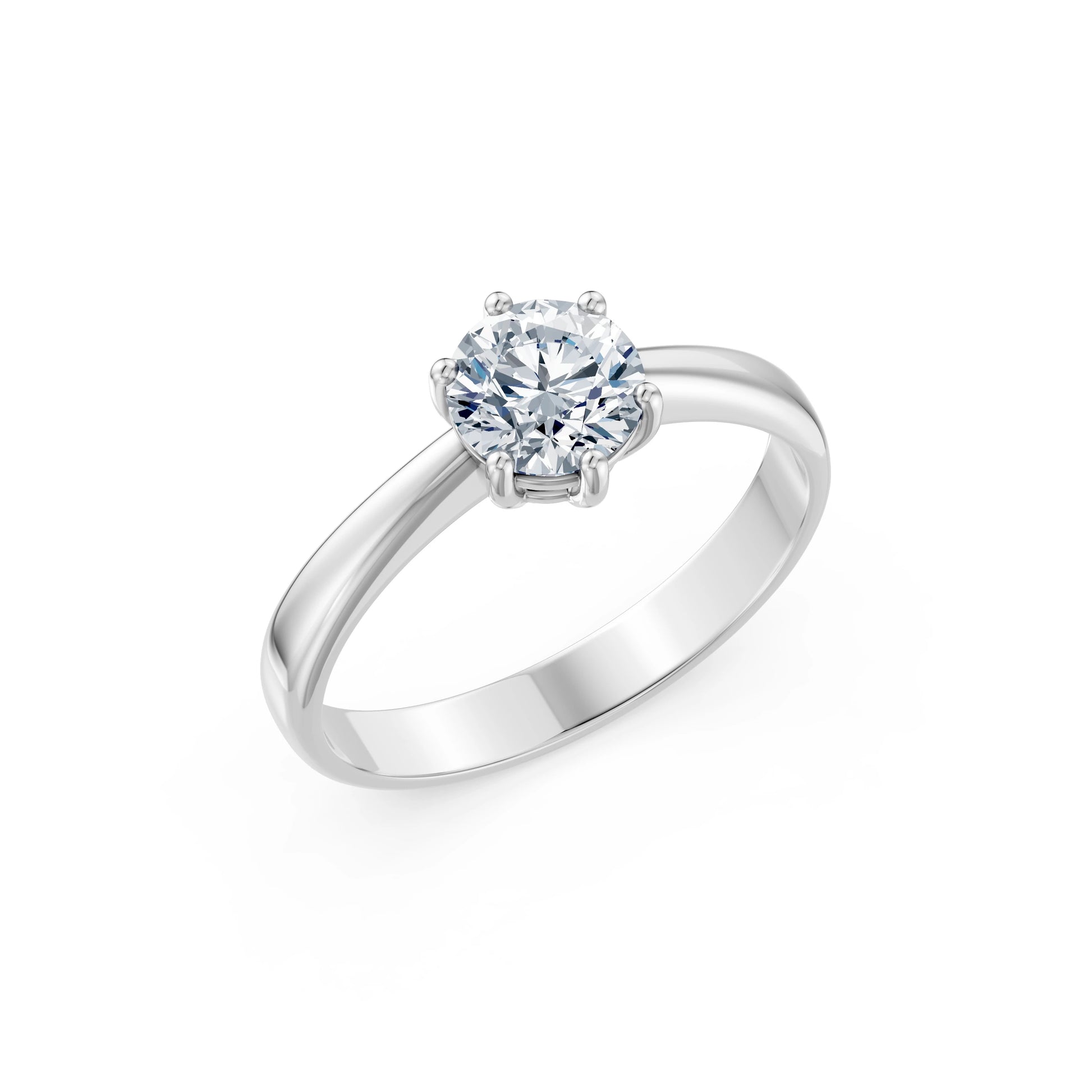 Round Brilliant Diamond Classic Solitaire Engagement Ring 1.0ct by Qutahia Jewellery