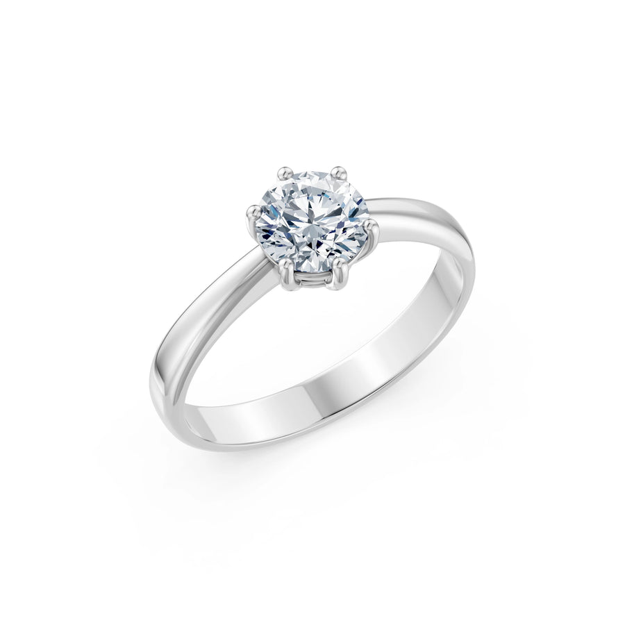 Round Brilliant Diamond Classic Solitaire Engagement Ring 1.0ct by Qutahia Jewellery