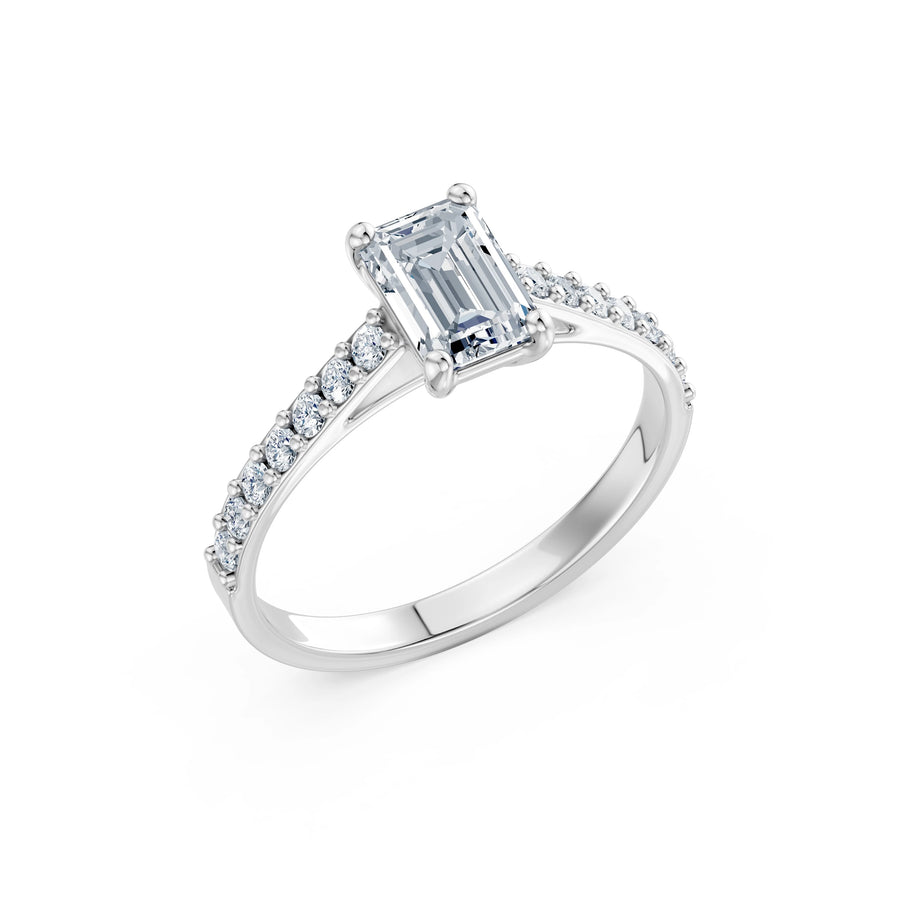 Emerald Lab Grown Diamond Slim Pave Eternity Ring 1.0ct by Qutahia Jewellery