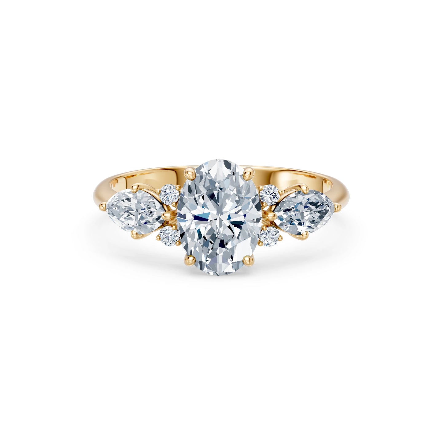 Oval Lab Grown Diamond Side Stone Eternity Ring 1.5ct by Qutahia Jewellery