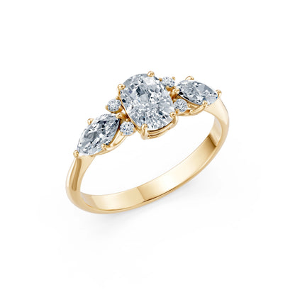 Cushion Lab Grown Diamond Side Stone Eternity Ring 1.0ct by Qutahia Jewellery