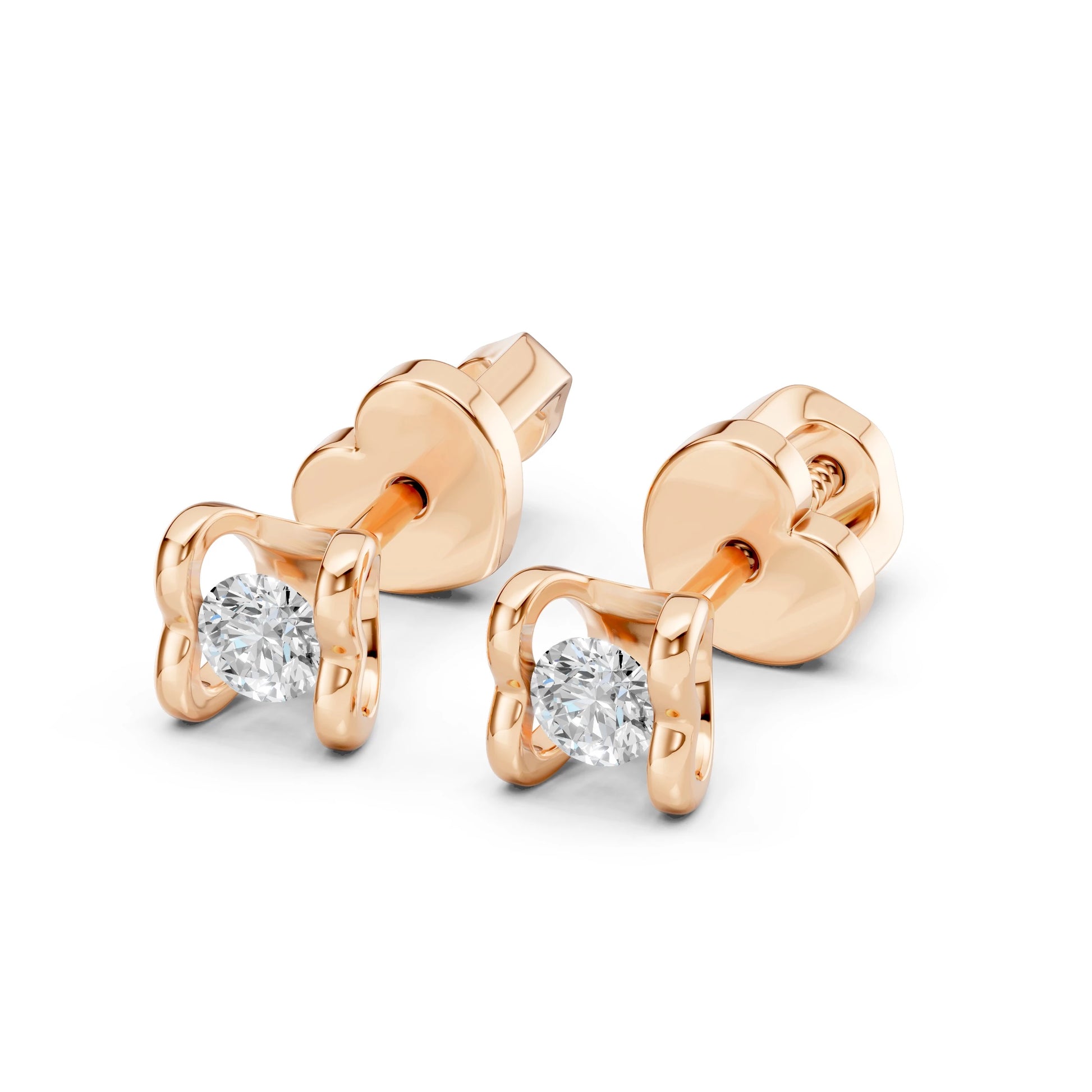 Solitaire Butterfly Earring (Round), 0.2 ct — 102-10013/2(3.0)