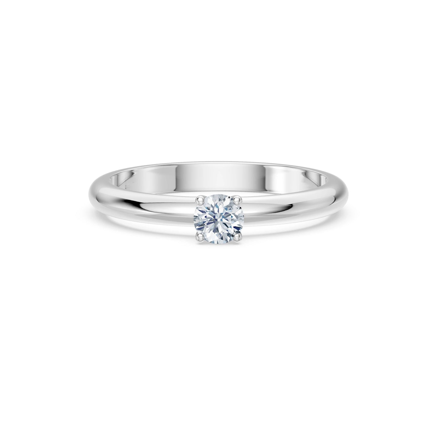 Round Brilliant Diamond Slim Solitaire Engagement Ring 0.2ct by Qutahia Jewellery