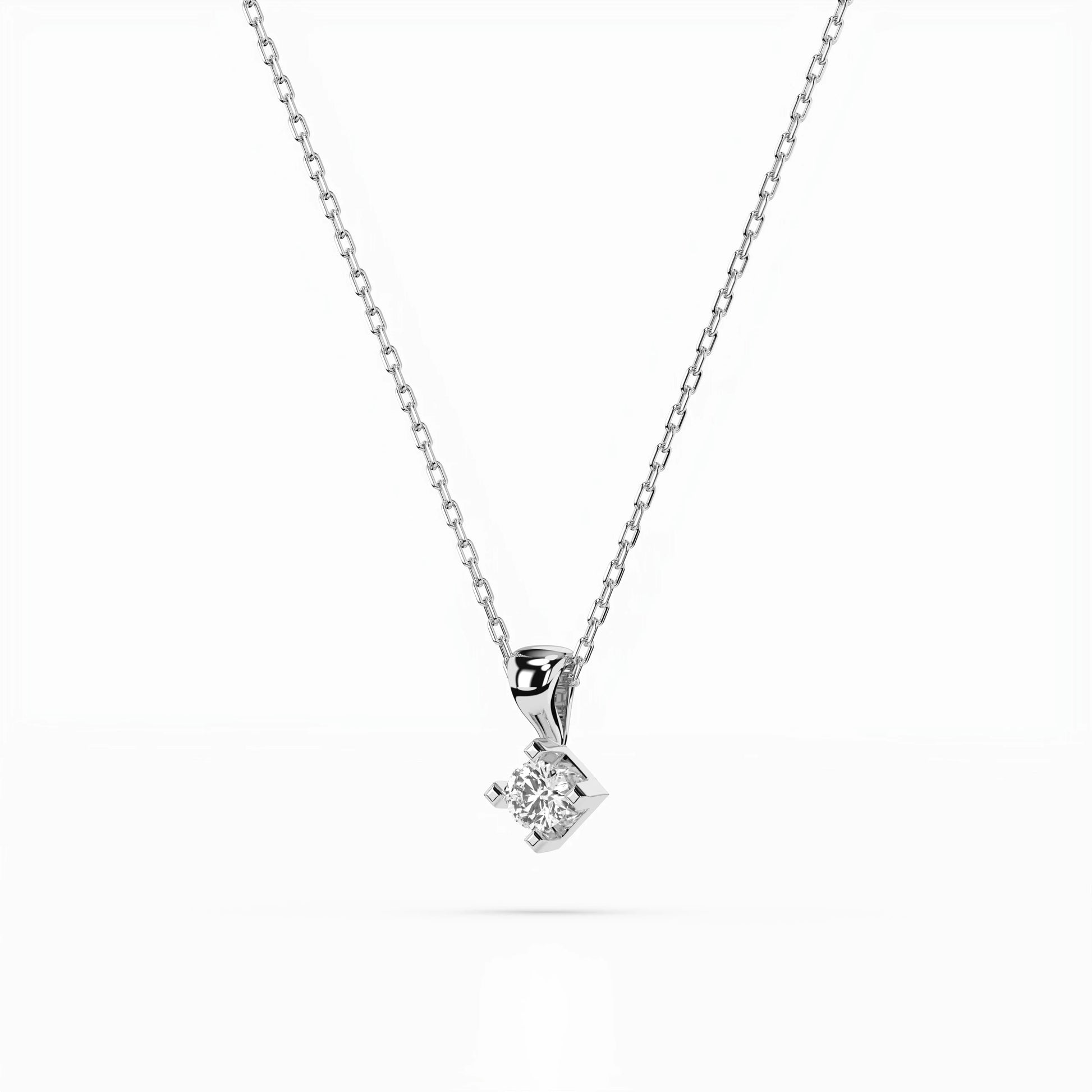 Solitaire Necklace (Round), 0.08 ct — 104-10014(2.7)