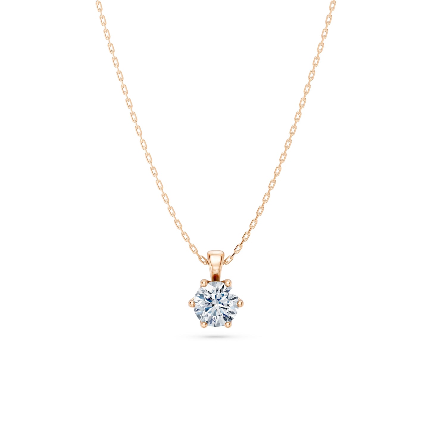 Round Brilliant Diamond Classic Solitaire Necklace 0.7ct by Qutahia Jewellery