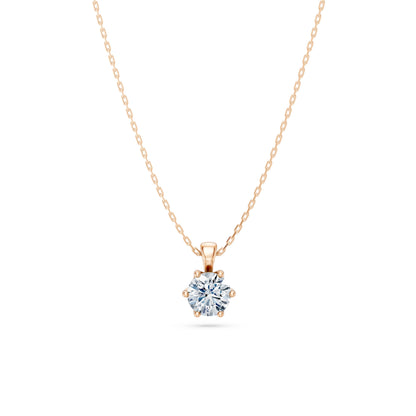 Round Brilliant Diamond Classic Solitaire Necklace 0.7ct by Qutahia Jewellery