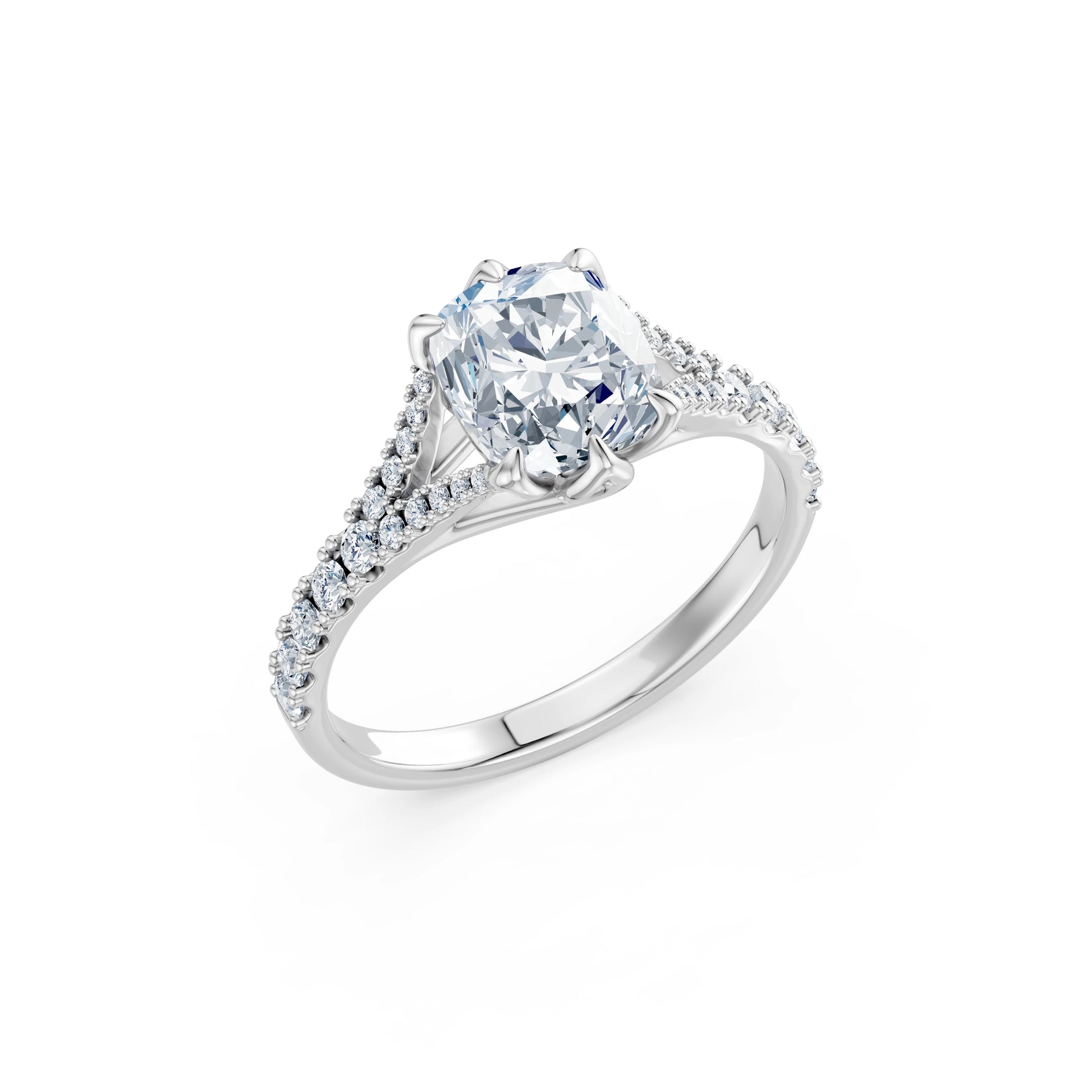 Cushion Lab Grown Diamond Micro Pave Eternity Ring 2.0ct by Qutahia Jewellery