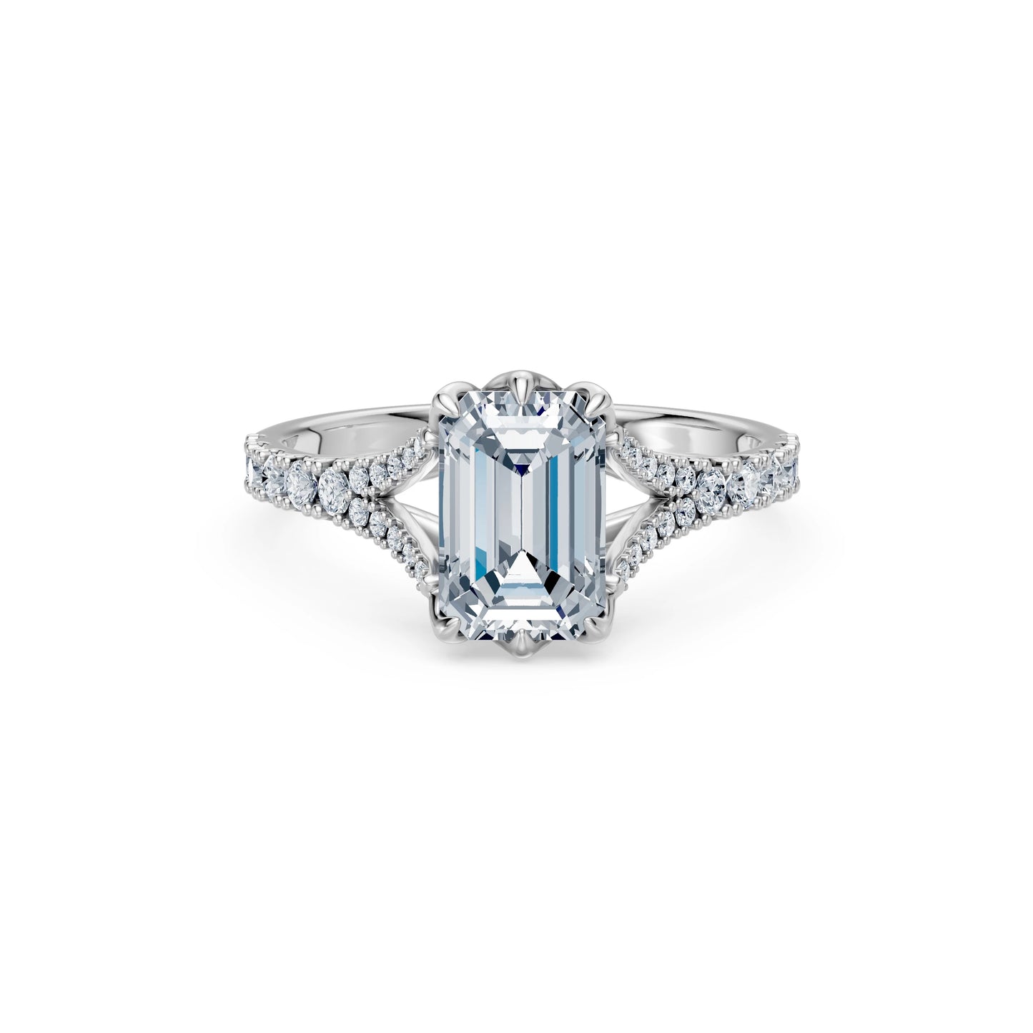 Emerald Lab Grown Diamond Micro Pave Eternity Ring 2.0ct by Qutahia Jewellery