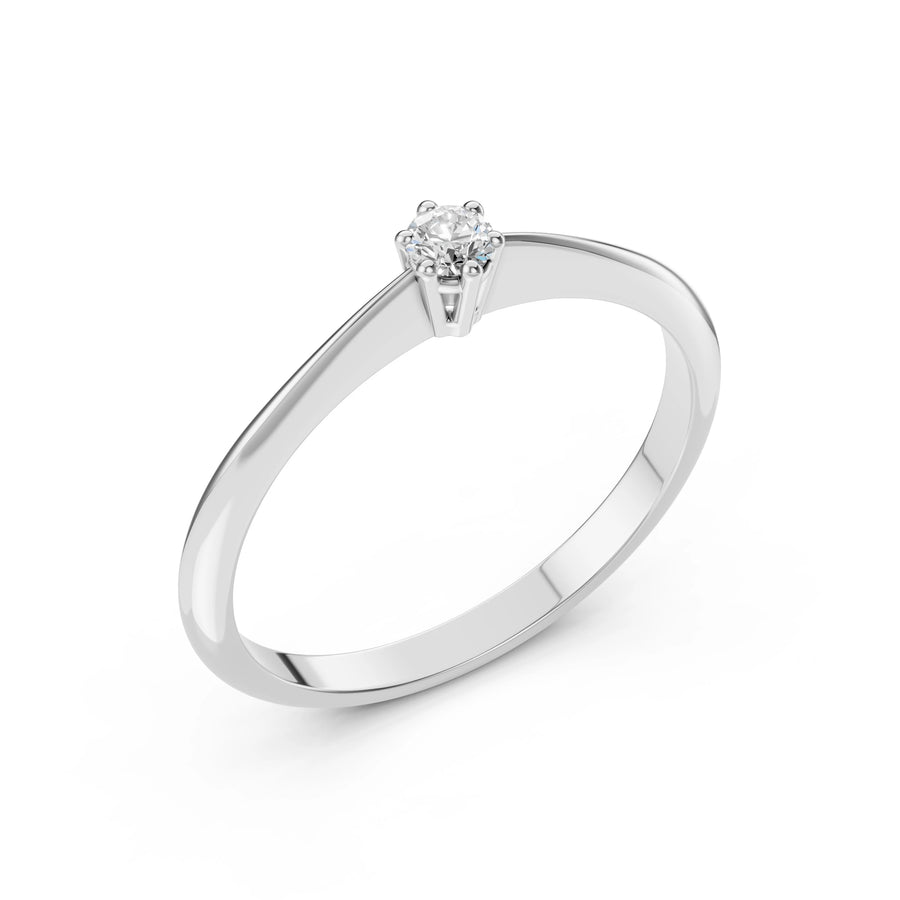 Solitaire Diamond Ring Round 0.1ct by Qutahia Jewellery