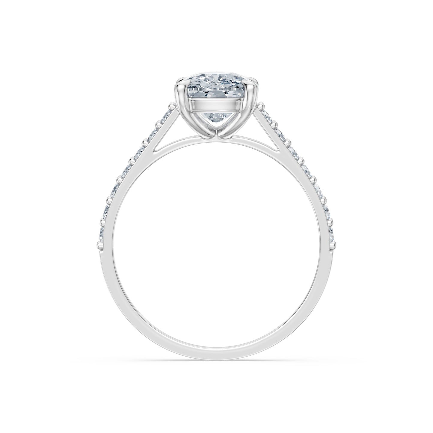 Cushion Lab Grown Diamond Slim Pave Eternity Ring 2.0ct by Qutahia Jewellery