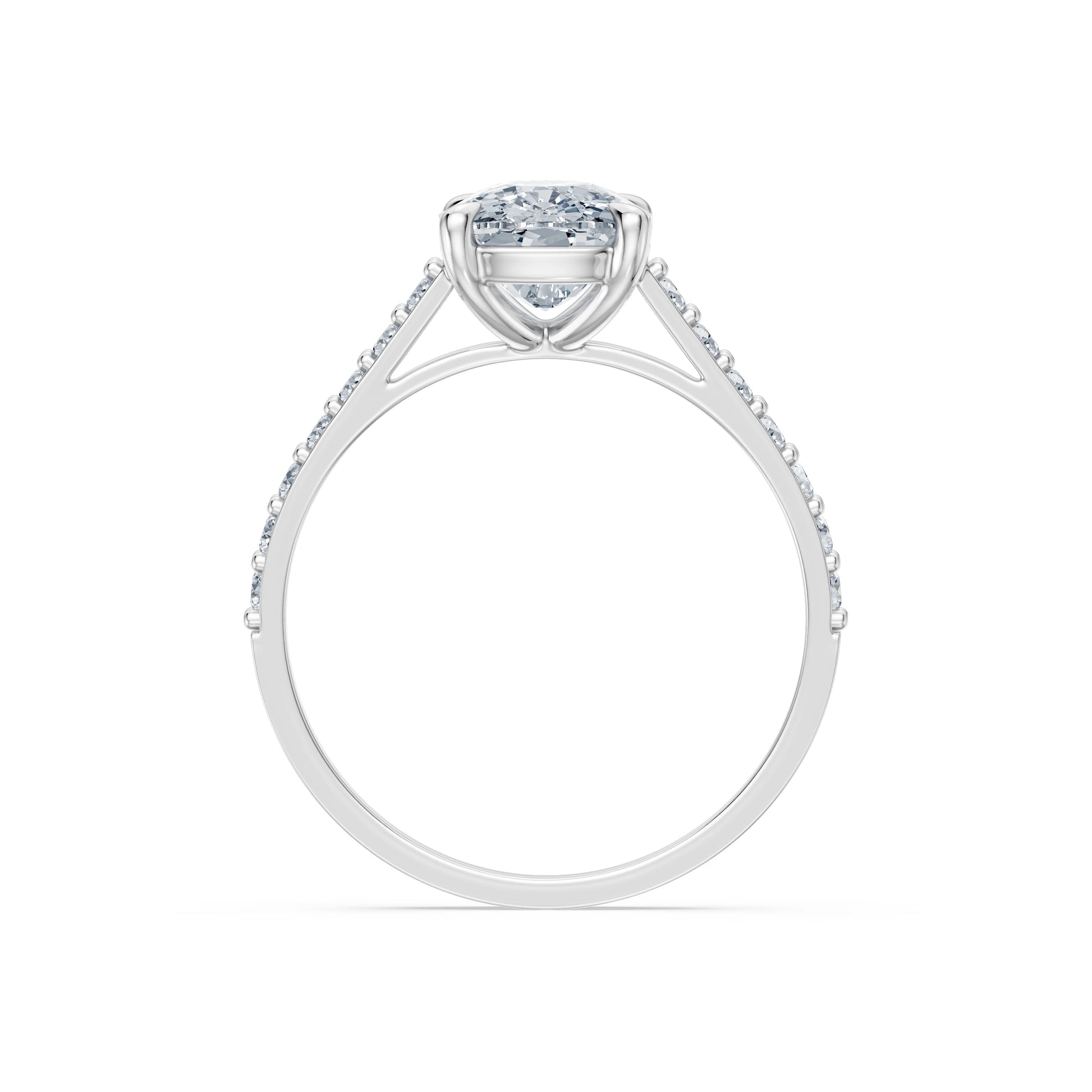 Cushion Lab Grown Diamond Slim Pave Eternity Ring 2.0ct by Qutahia Jewellery