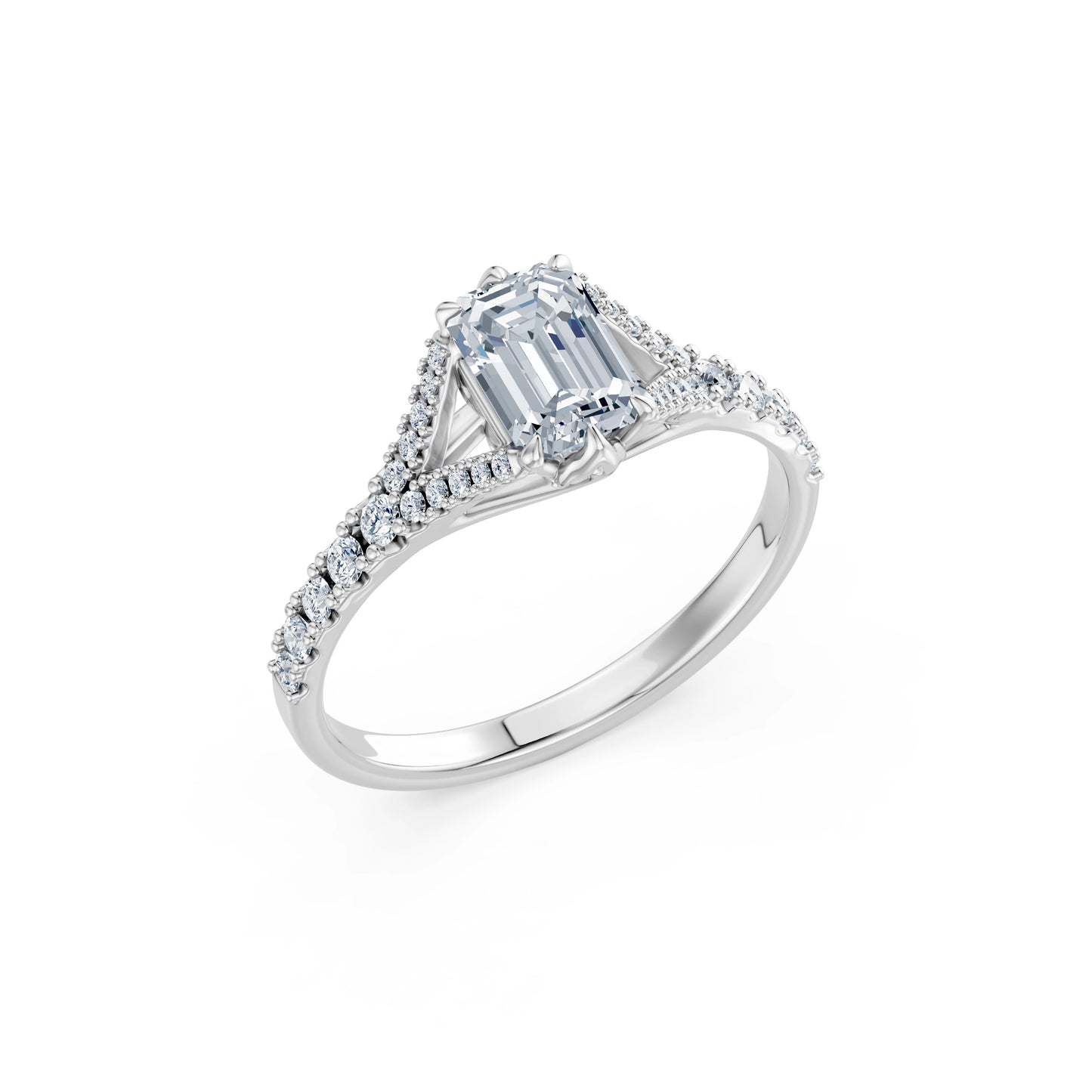Emerald Lab Grown Diamond Micro Pave Eternity Ring 1.5ct by Qutahia Jewellery