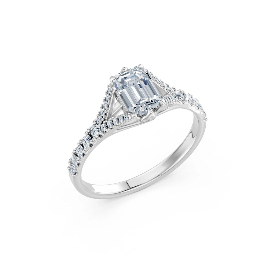Emerald Lab Grown Diamond Micro Pave Eternity Ring 1.5ct by Qutahia Jewellery