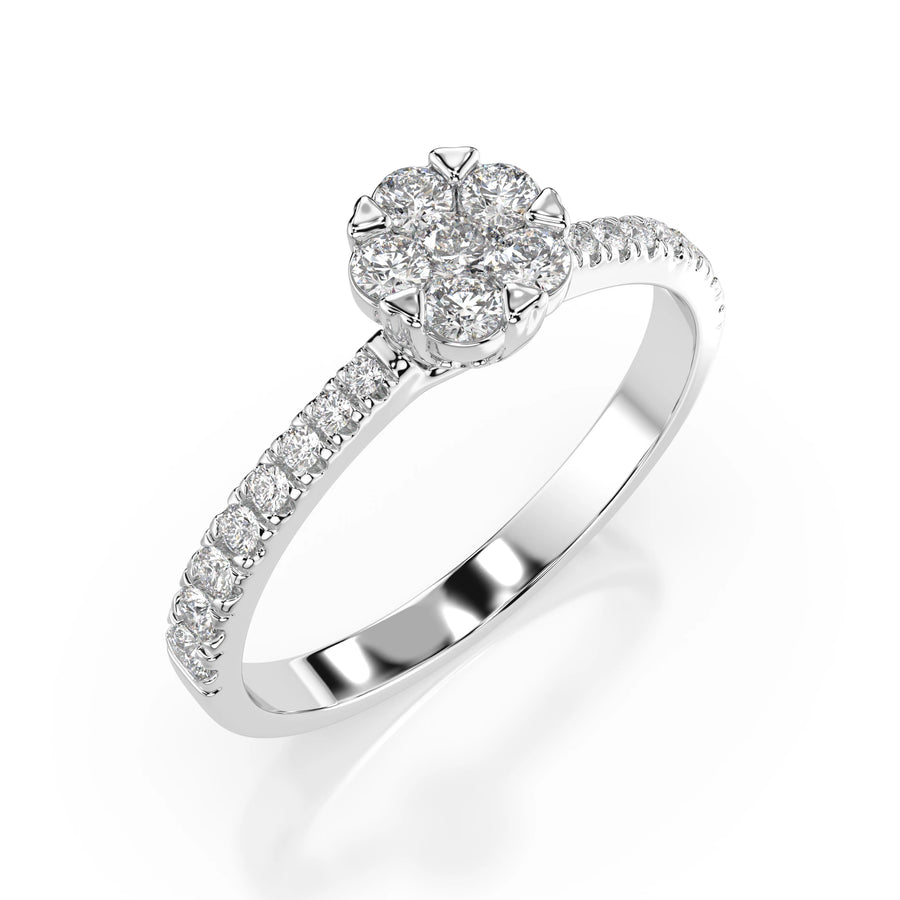 Illusion Diamond Ring Round 0.03ct by Qutahia Jewellery