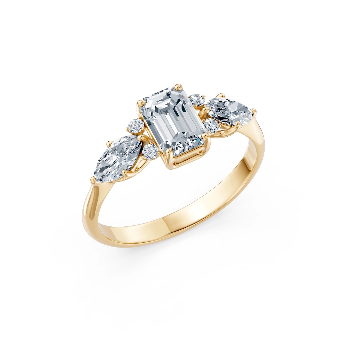 Emerald Lab Grown Diamond Side Stone Eternity Ring 1.0ct by Qutahia Jewellery