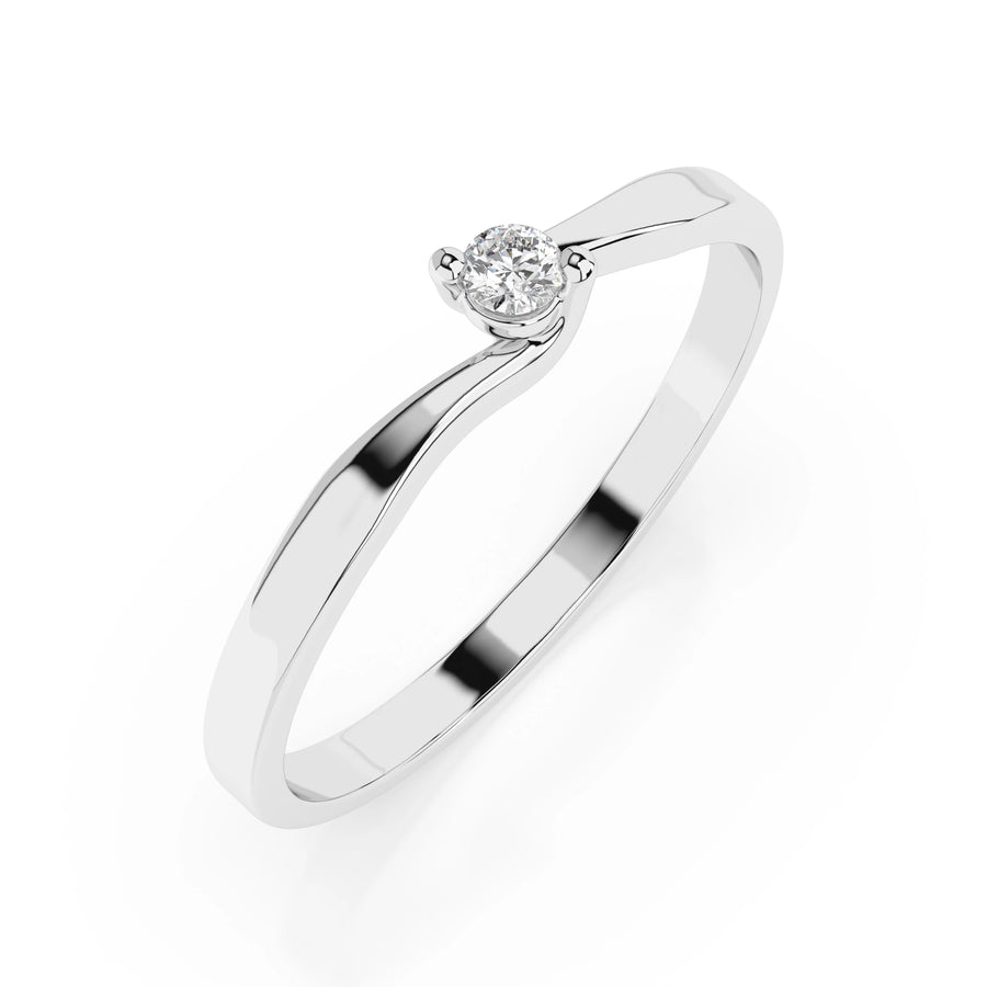 Solitaire Diamond Ring Round 0.04ct by Qutahia Jewellery