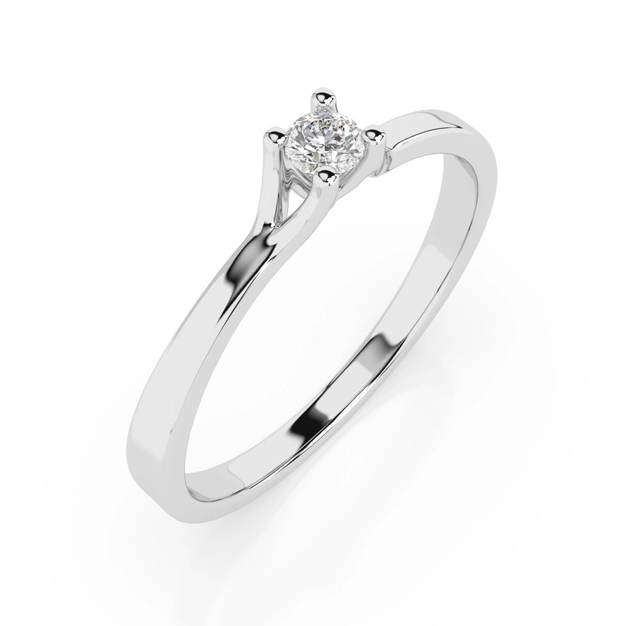 Solitaire Diamond Ring Round 0.06ct by Qutahia Jewellery