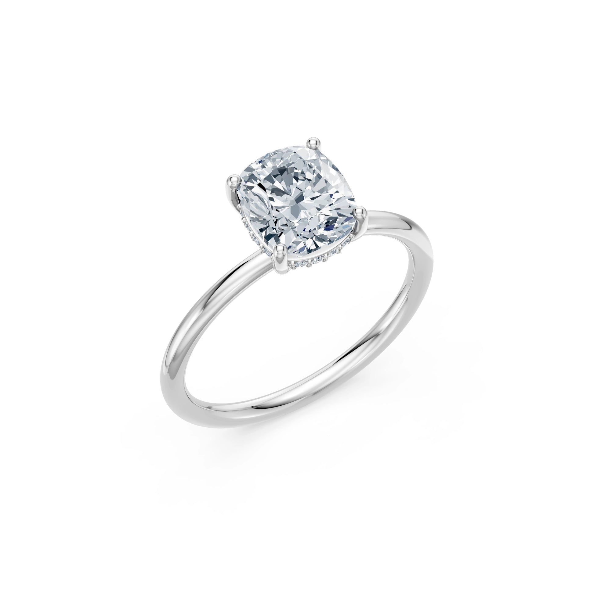 Cushion Lab Grown Diamond Micro Pave Engagement Ring 2.0ct by Qutahia Jewellery