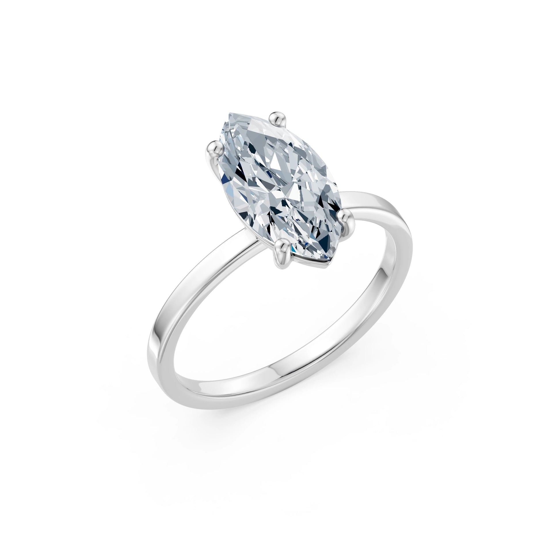 Marquise Lab Grown Diamond Solitaire Engagement Ring 2.0ct by Qutahia Jewellery