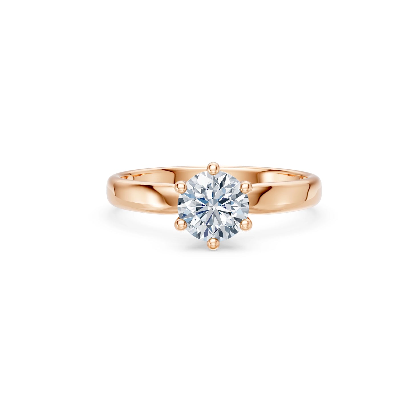 Round Brilliant Diamond Slim Solitaire Engagement Ring 1.0ct by Qutahia Jewellery