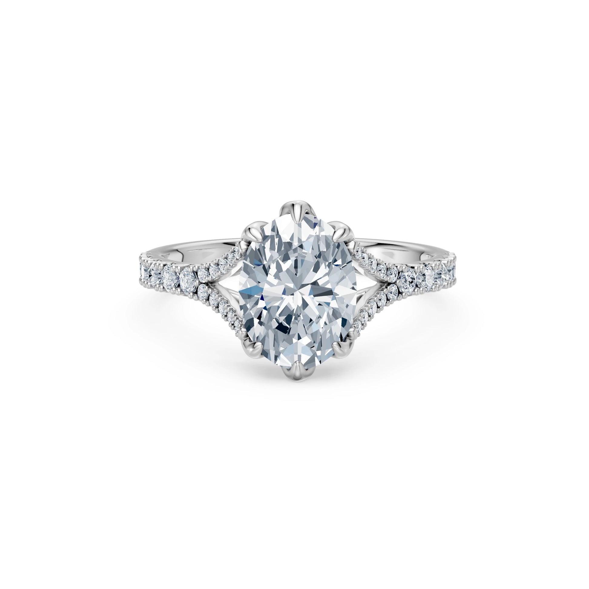 Oval Lab Grown Diamond Micro Pave Eternity Ring 2.0ct by Qutahia Jewellery