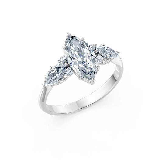 Marquise Lab Grown Diamond Side Stone Eternity Ring 1.5ct by Qutahia Jewellery