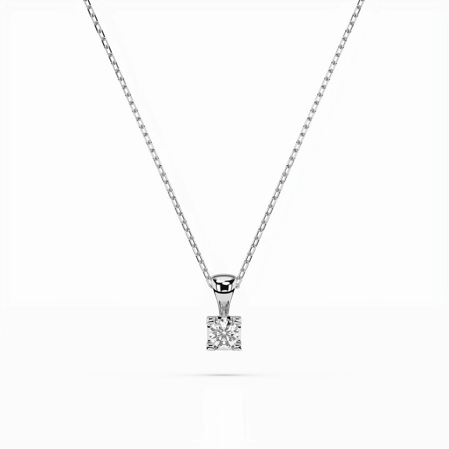 Diamond Pendant Necklace Round 0.08ct by Qutahia Jewellery