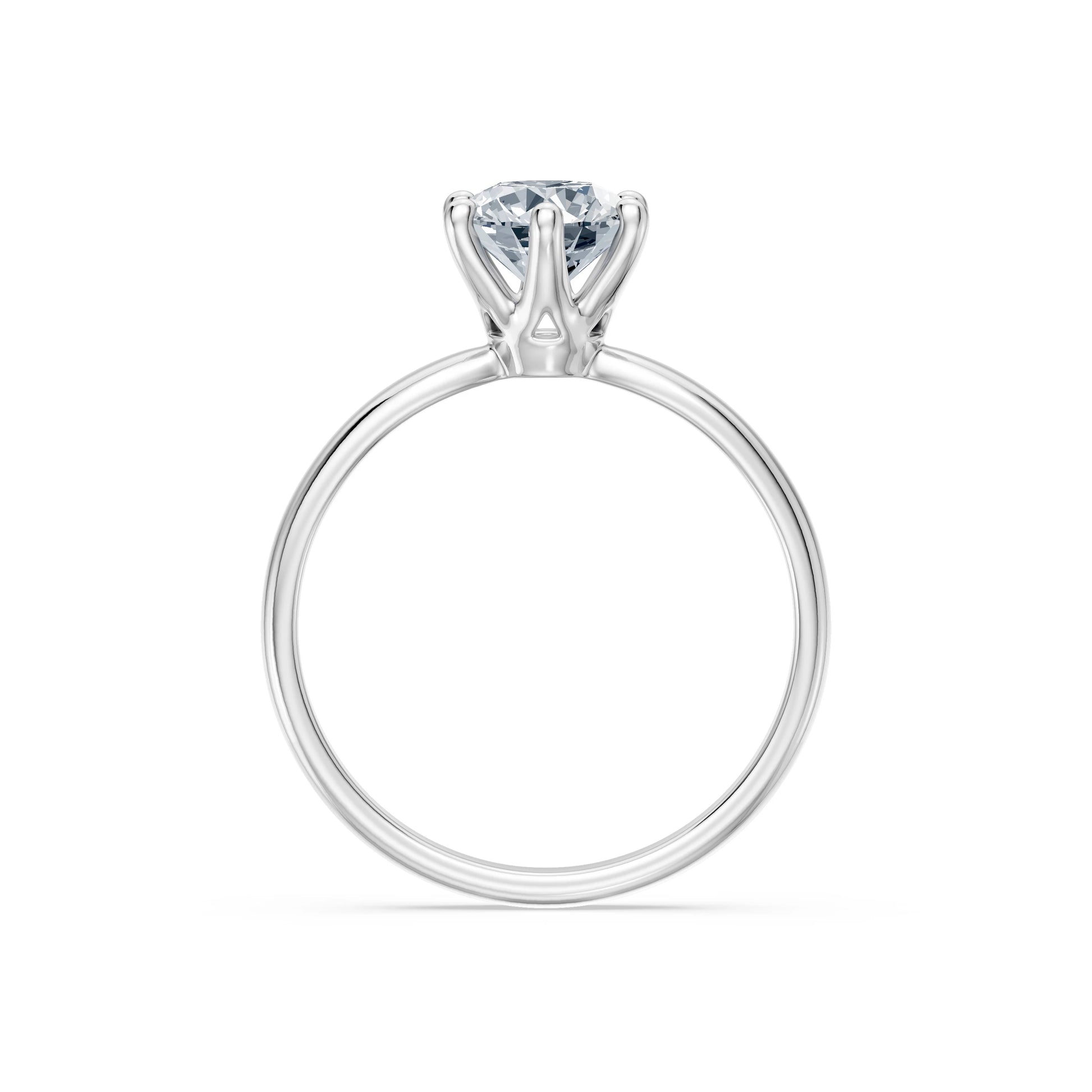 Round Brilliant Diamond Slim Solitaire Engagement Ring 1.0ct by Qutahia Jewellery