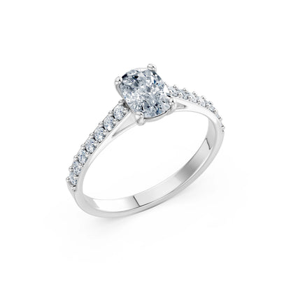 Cushion Lab Grown Diamond Slim Pave Eternity Ring 1.0ct by Qutahia Jewellery