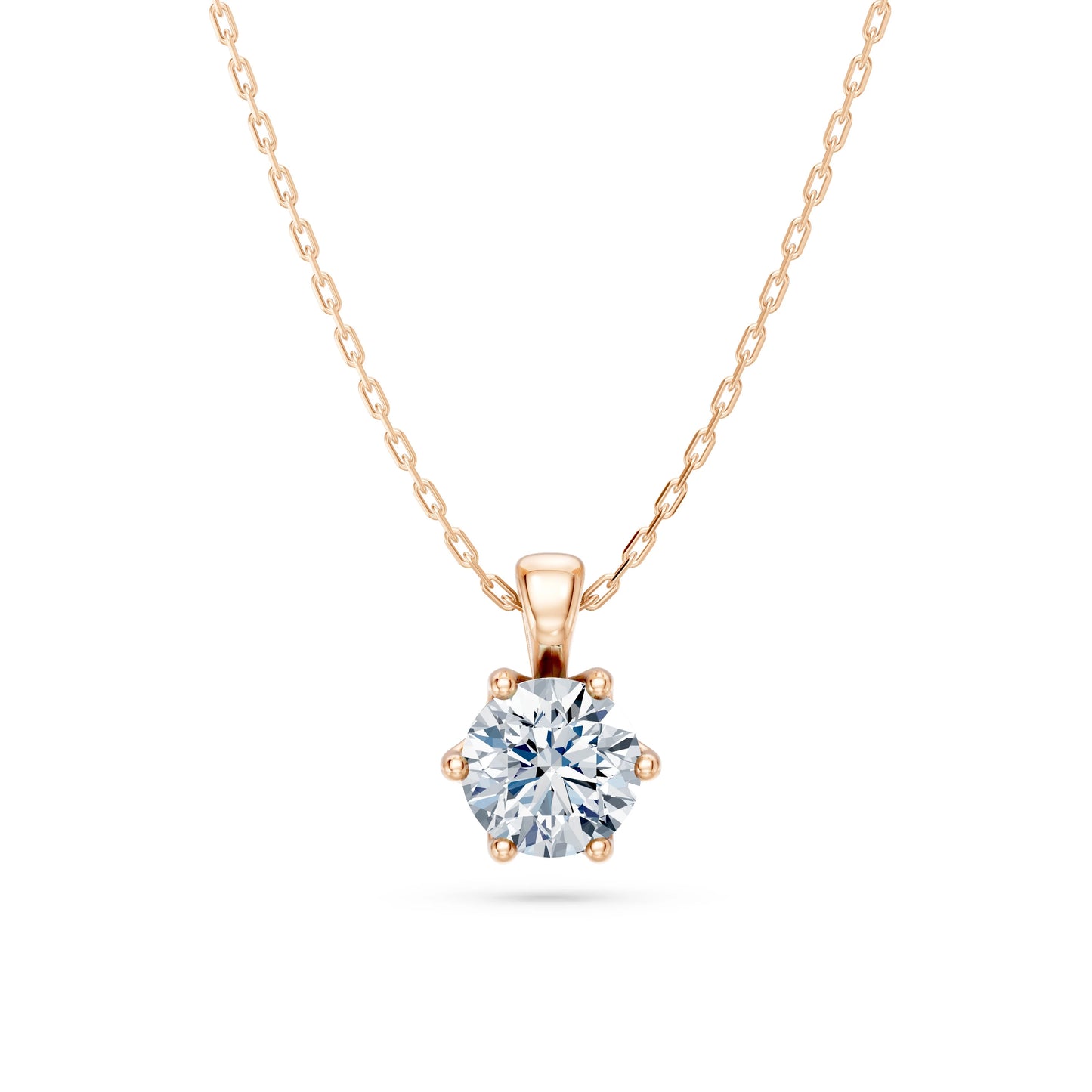 Round Brilliant Diamond Classic Solitaire Necklace 0.7ct by Qutahia Jewellery