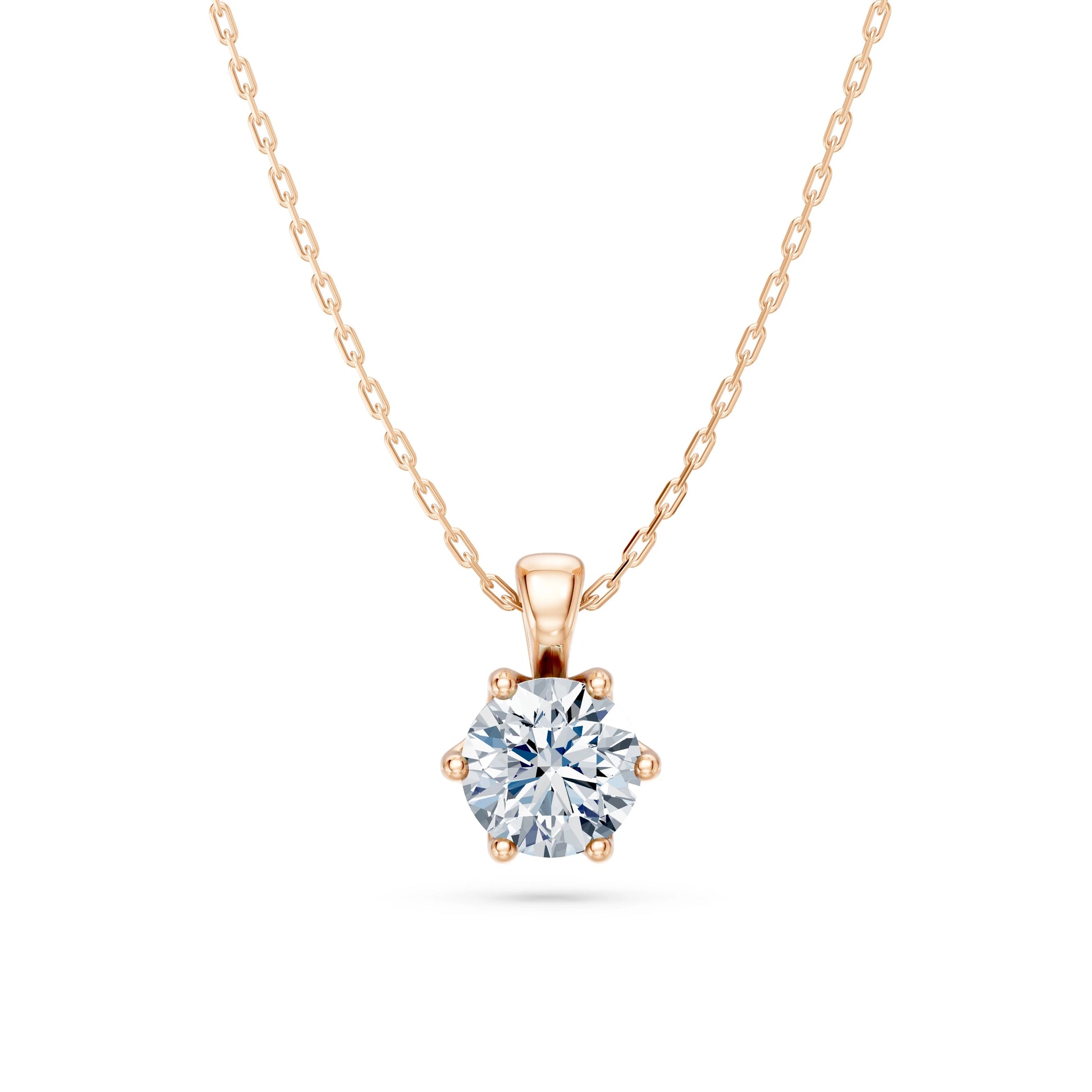 Round Brilliant Diamond Classic Solitaire Necklace 0.7ct by Qutahia Jewellery