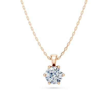 Round Brilliant Diamond Classic Solitaire Necklace 0.7ct by Qutahia Jewellery