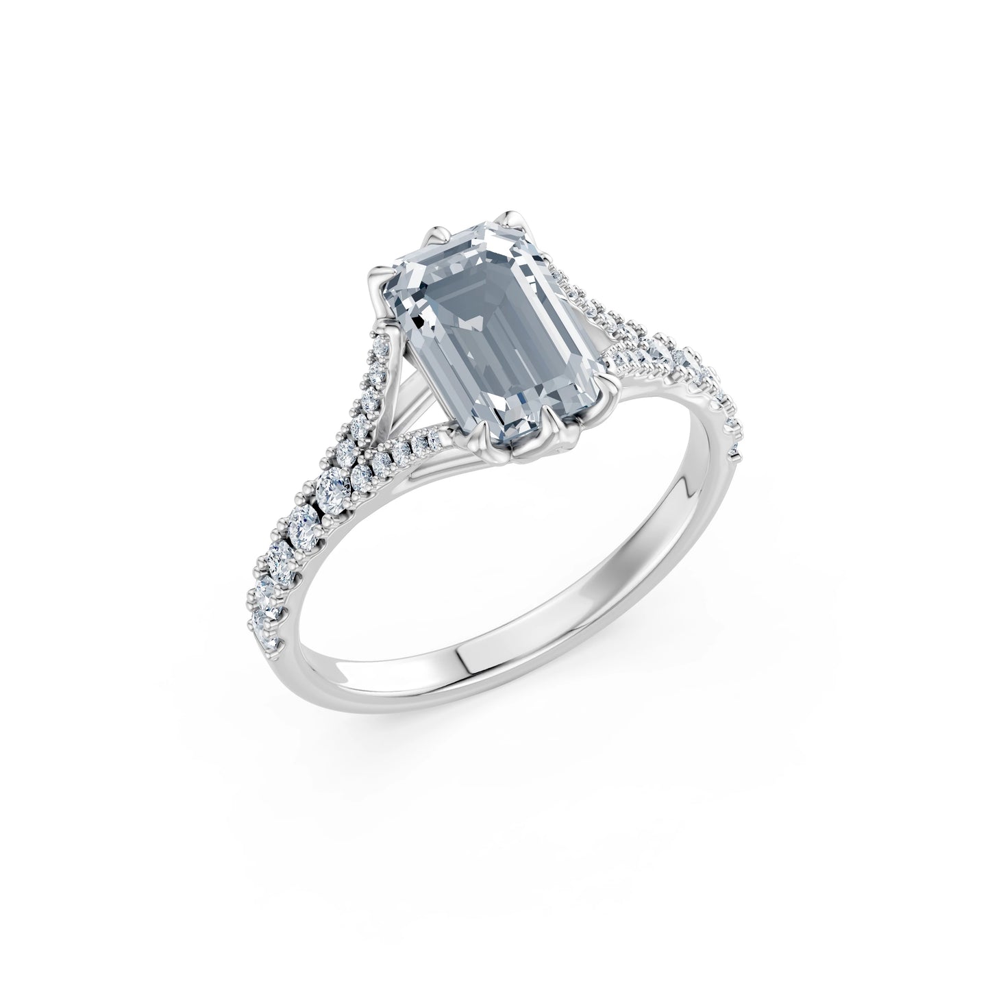 Emerald Lab Grown Diamond Micro Pave Eternity Ring 2.0ct by Qutahia Jewellery