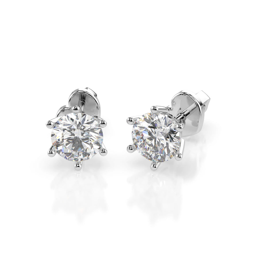 Diamond Stud Earrings Round 1.0ct by Qutahia Jewellery