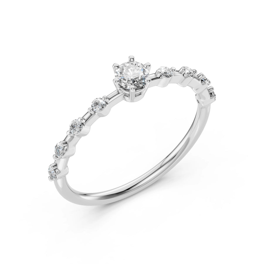 Solitaire Eternity Diamond Ring Round 0.2ct by Qutahia Jewellery