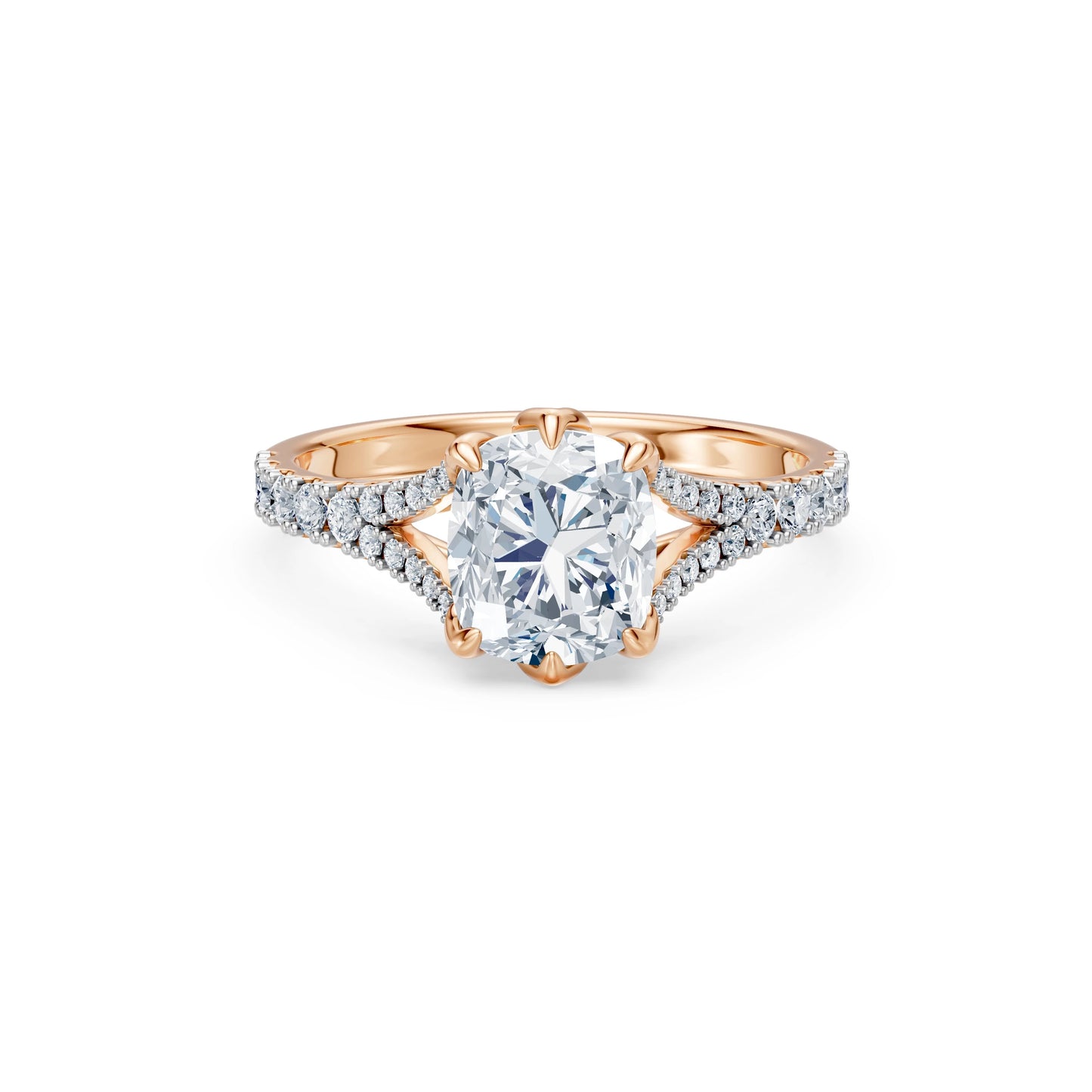 Cushion Lab Grown Diamond Micro Pave Eternity Ring 2.0ct by Qutahia Jewellery