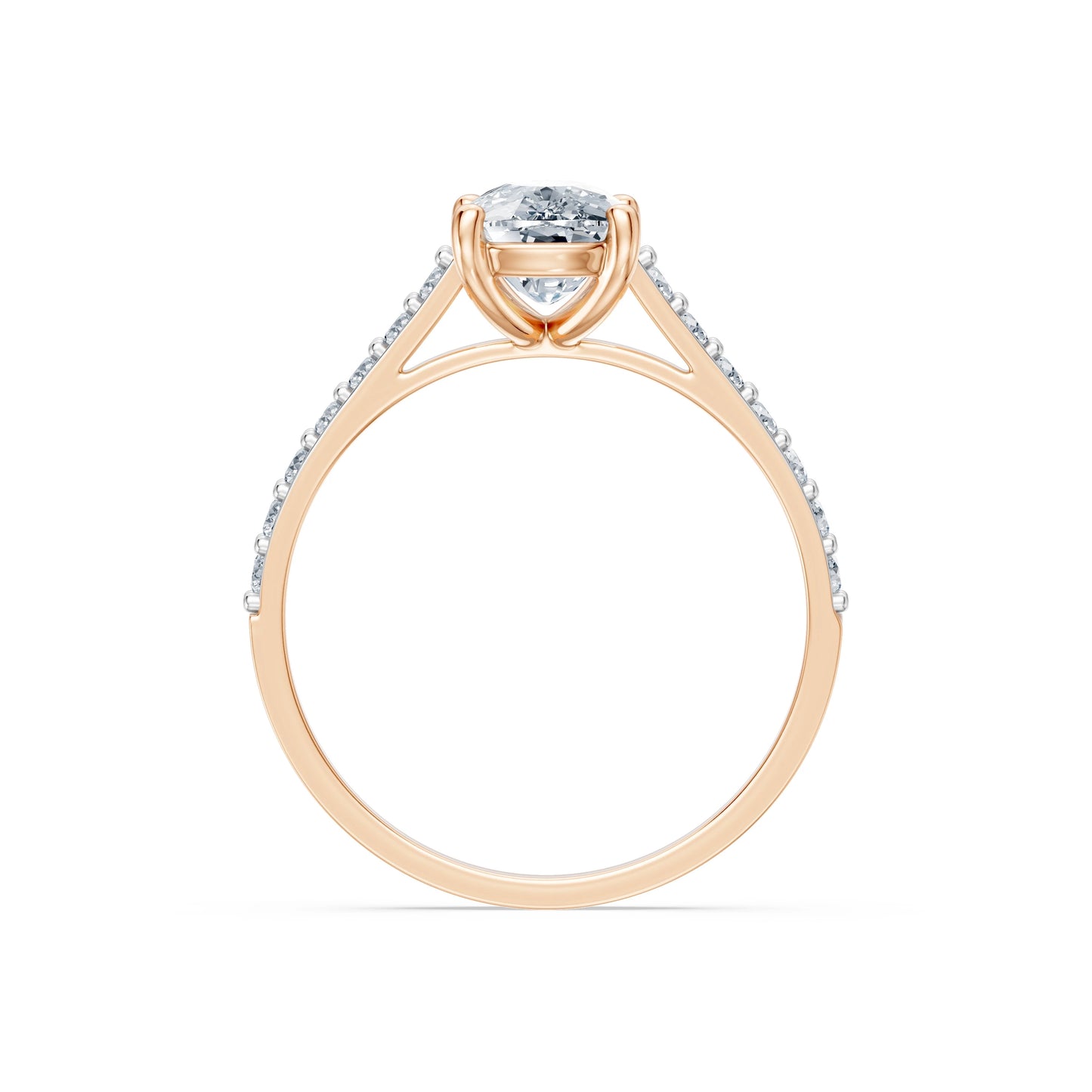 Cushion Lab Grown Diamond Pave Eternity Ring 1.5ct by Qutahia Jewellery