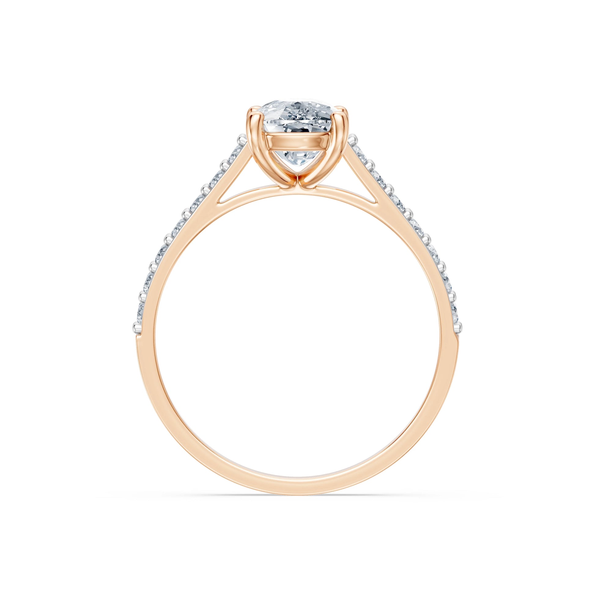 Cushion Lab Grown Diamond Pave Eternity Ring 1.5ct by Qutahia Jewellery
