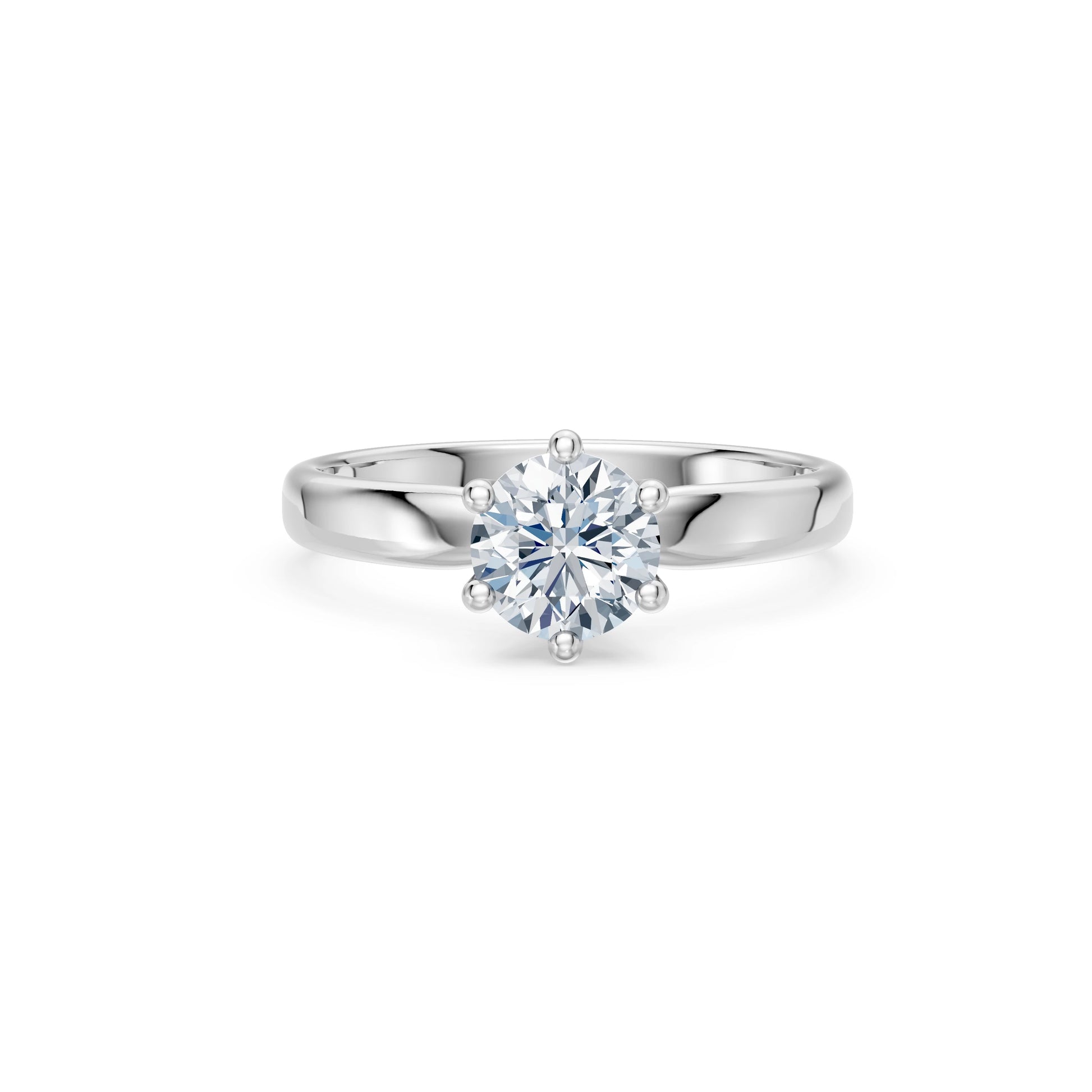 Round Brilliant Diamond Slim Solitaire Engagement Ring 1.0ct by Qutahia Jewellery