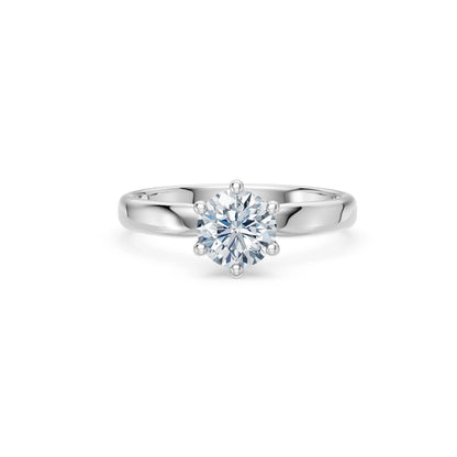 Round Brilliant Diamond Slim Solitaire Engagement Ring 1.0ct by Qutahia Jewellery
