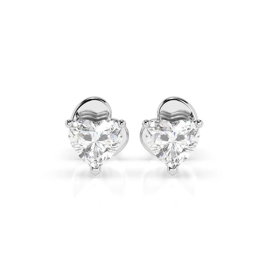 Diamond Stud Earrings Heart 0.6ct by Qutahia Jewellery