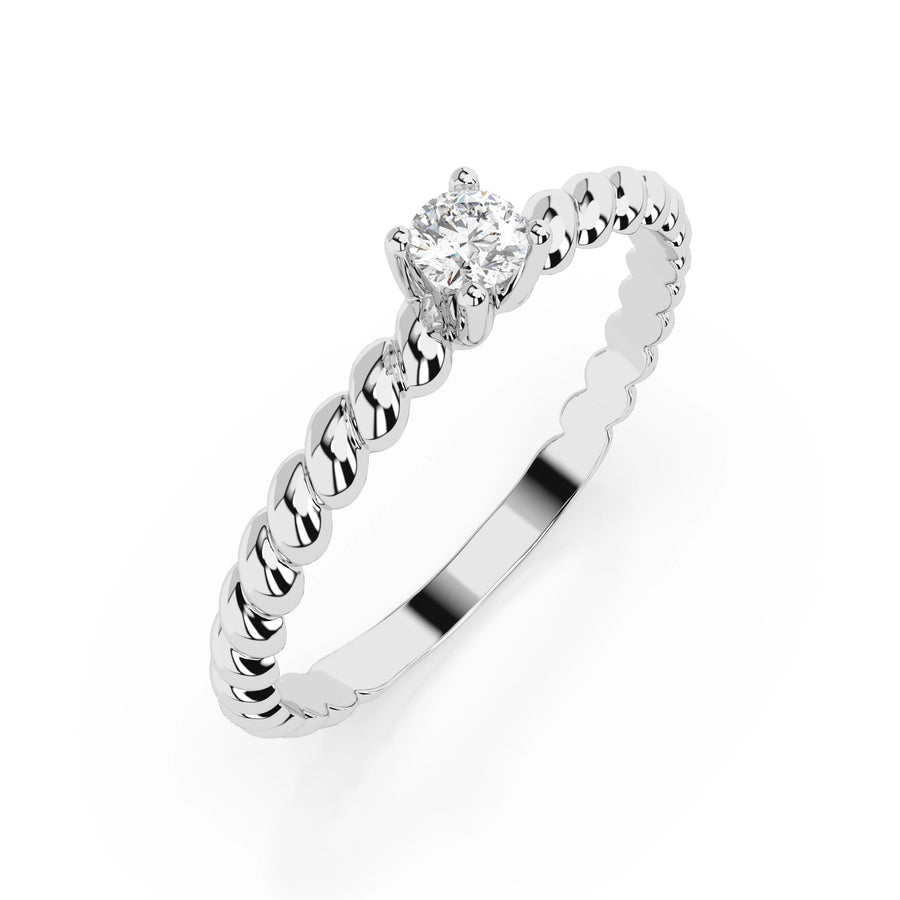 Solitaire Diamond Ring Round 0.06ct by Qutahia Jewellery