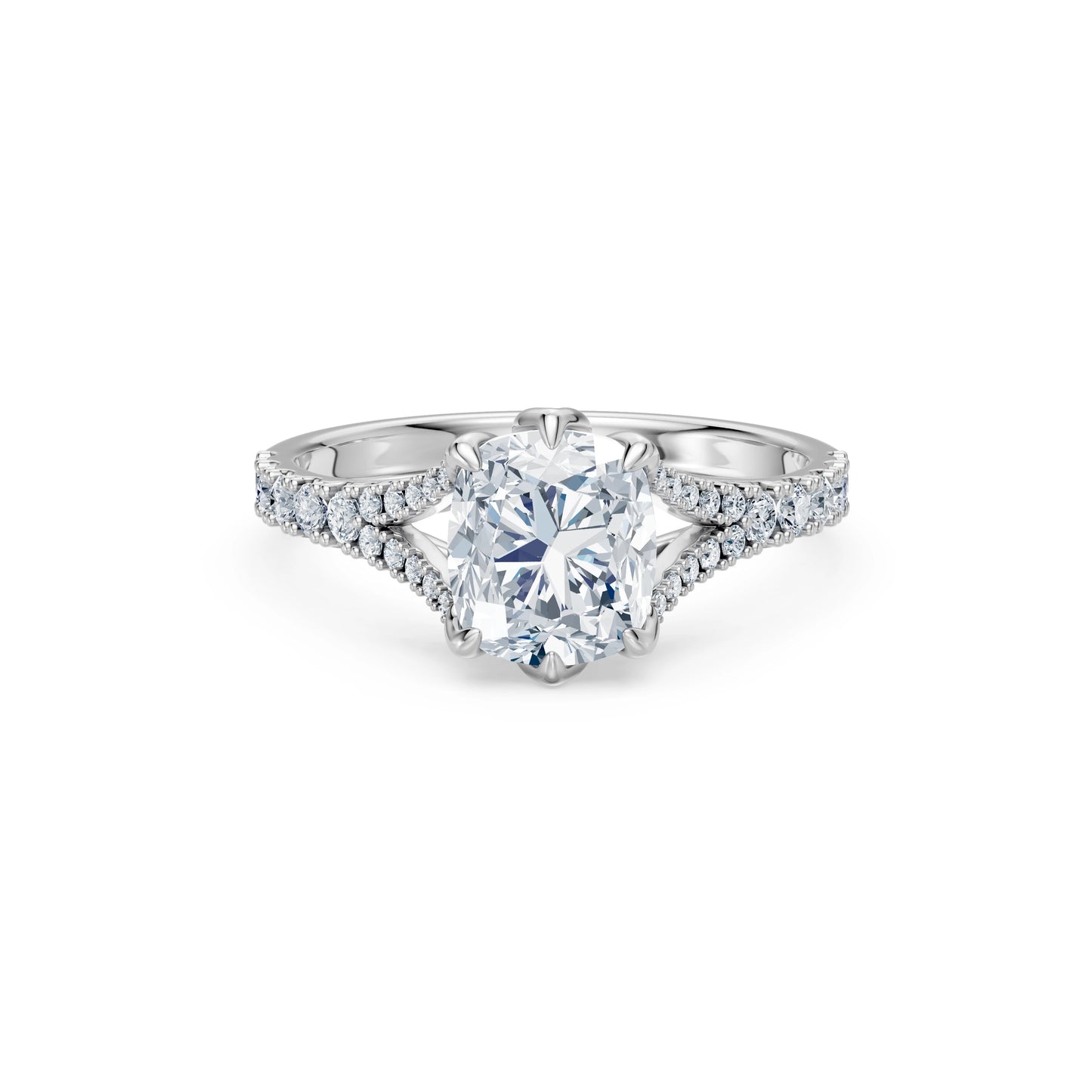 Cushion Lab Grown Diamond Micro Pave Eternity Ring 2.0ct by Qutahia Jewellery