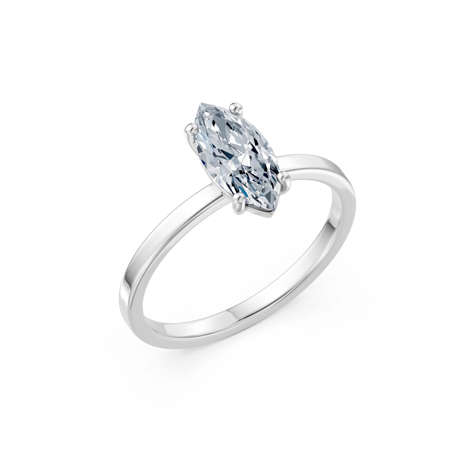 Marquise Lab Grown Diamond Solitaire Engagement Ring 1.0ct by Qutahia Jewellery