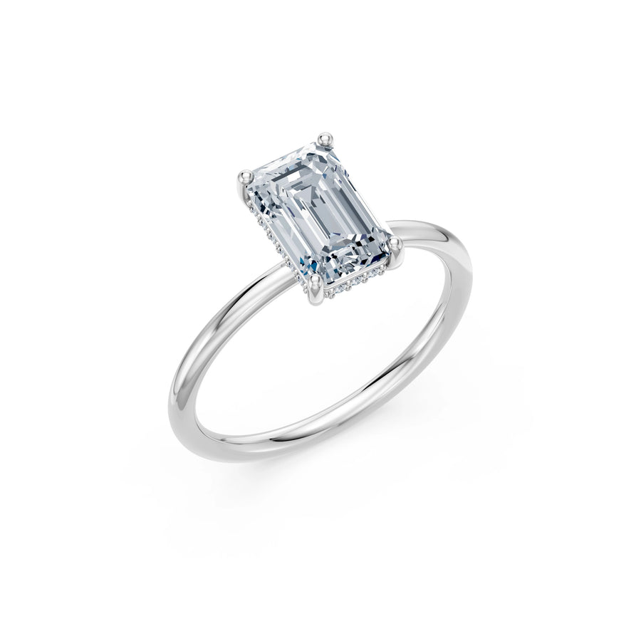 Emerald Lab Grown Diamond Micro Pave Engagement Ring 2.0ct by Qutahia Jewellery