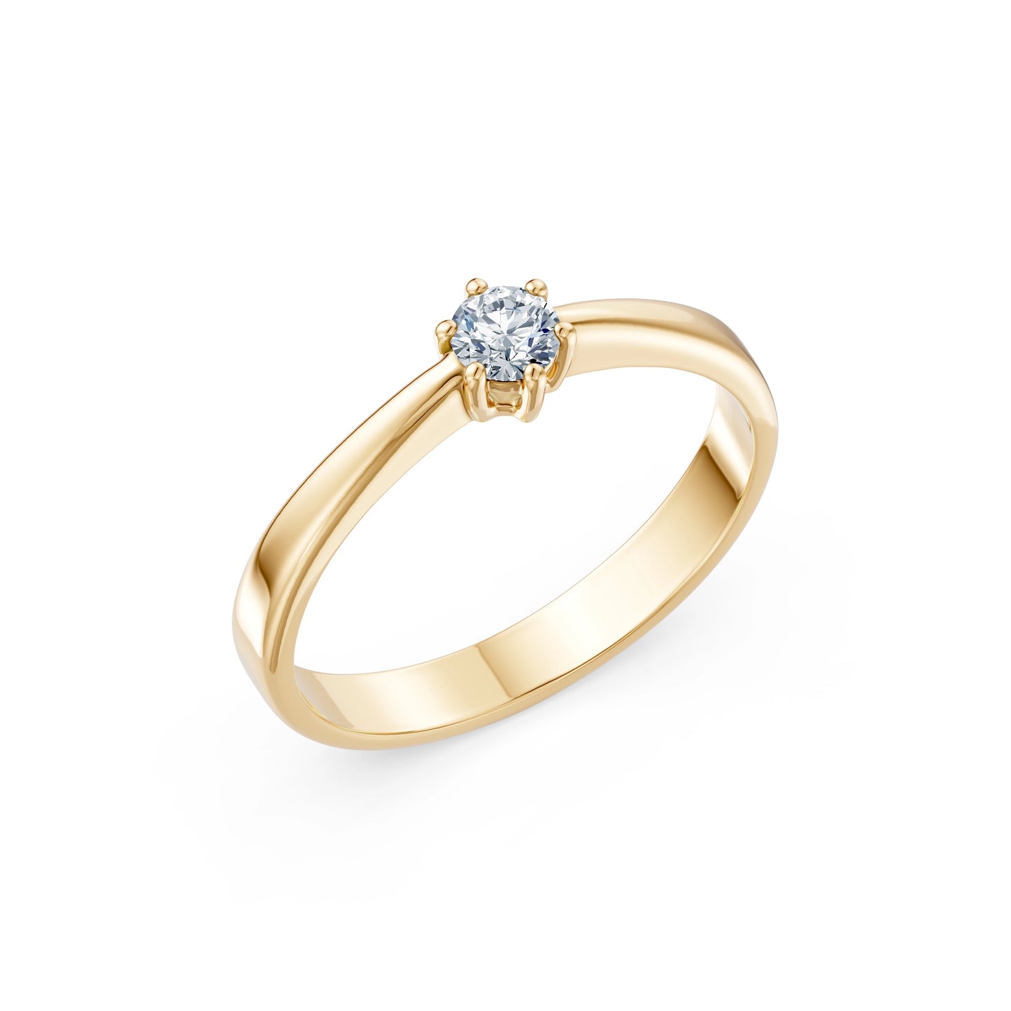 Round Brilliant Diamond Classic Solitaire Engagement Ring 0.2ct by Qutahia Jewellery