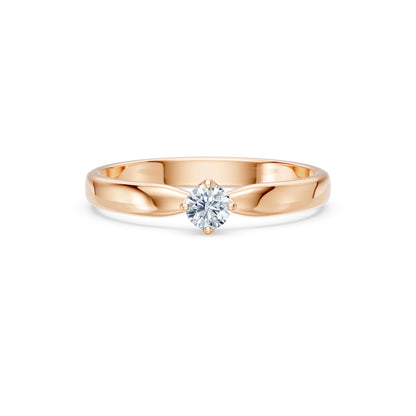 Round Brilliant Diamond Wide Solitaire Engagement Ring 0.2ct by Qutahia Jewellery