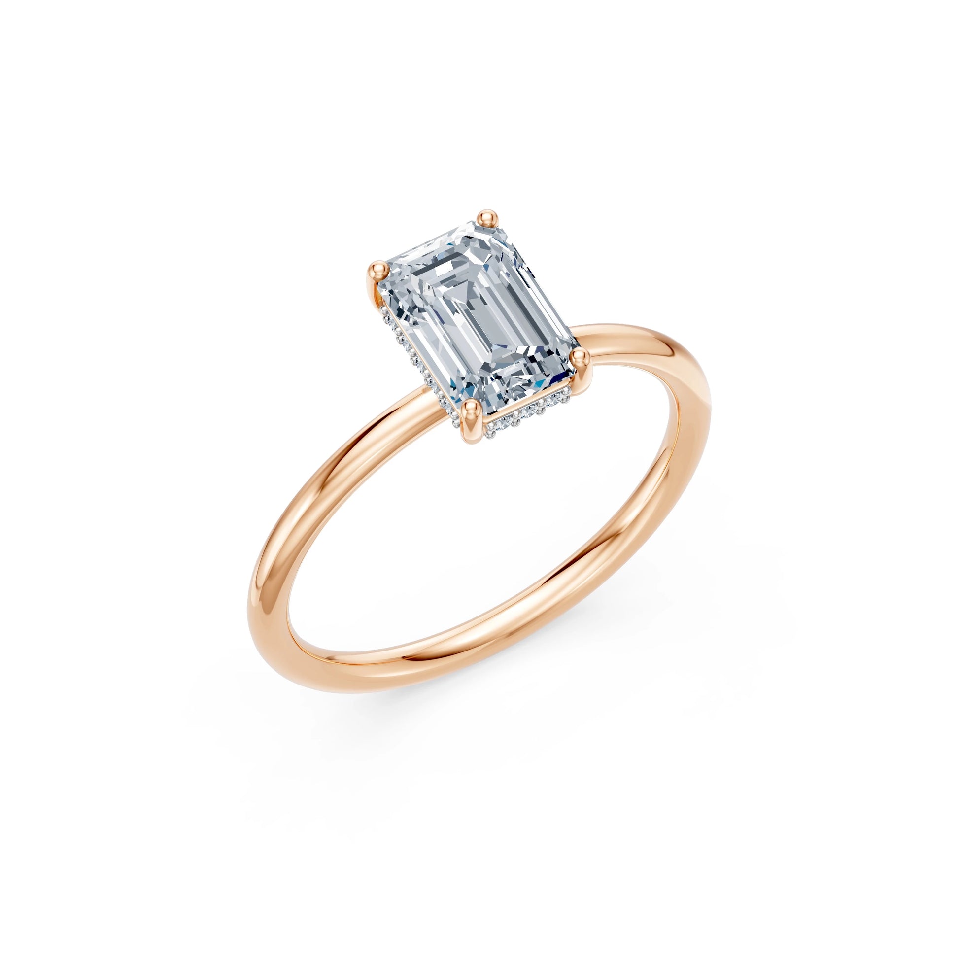 Emerald Lab Grown Diamond Micro Pave Engagement Ring 1.5ct by Qutahia Jewellery