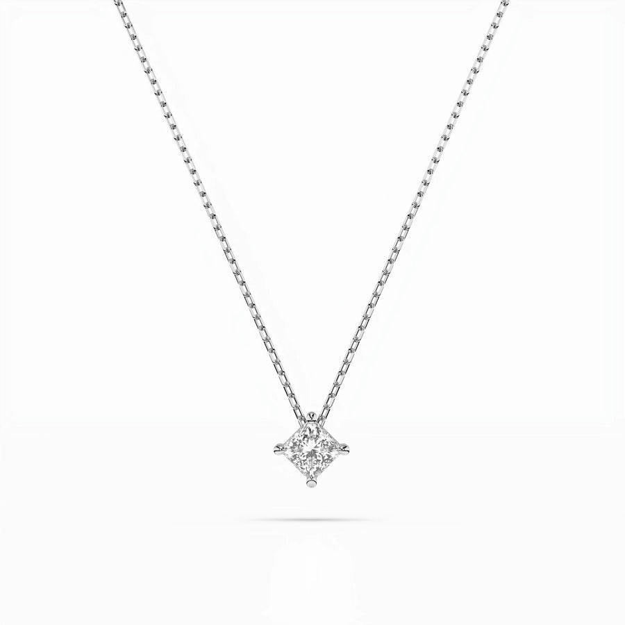Diamond Pendant Necklace Princess 0.17ct by Qutahia Jewellery