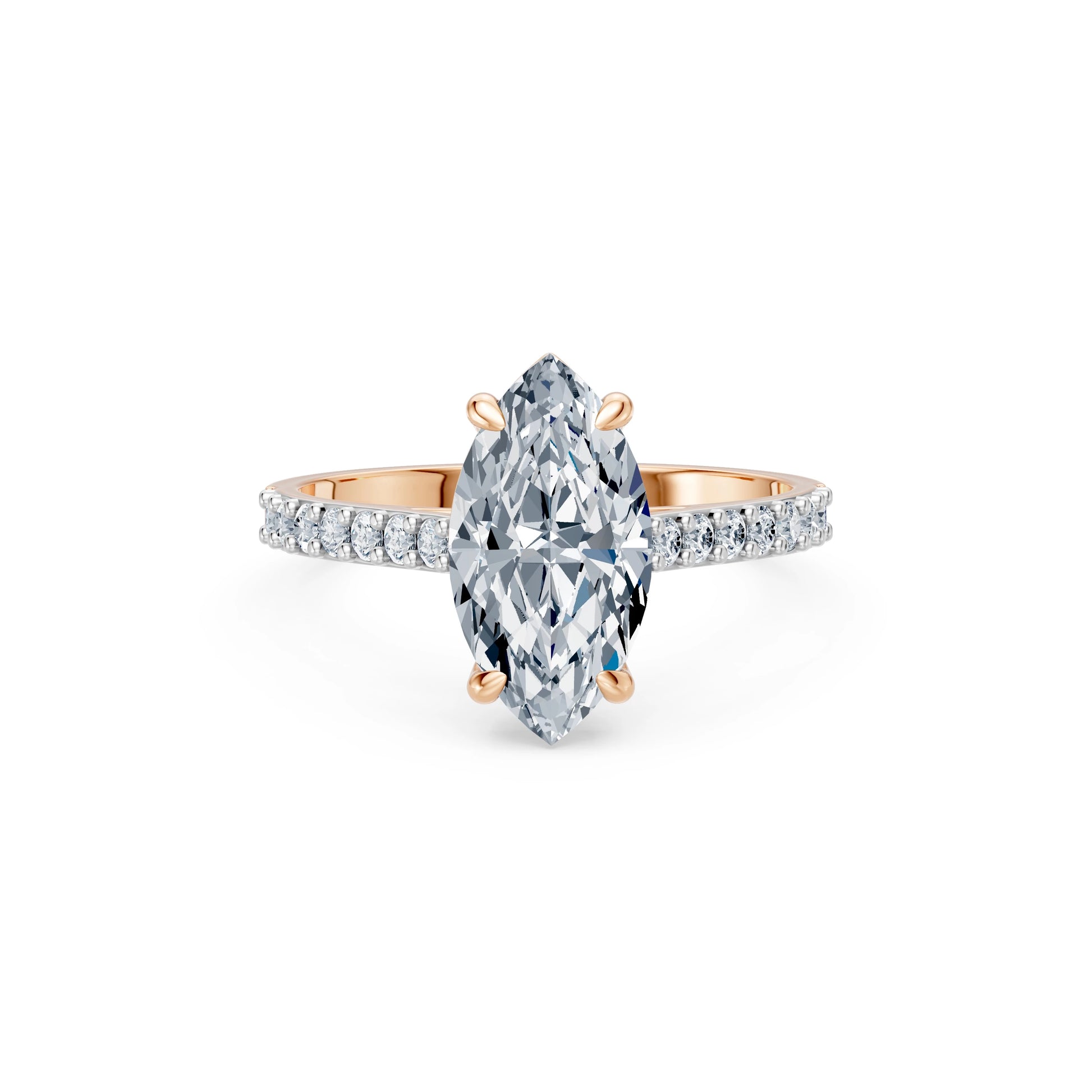 Marquise Lab Grown Diamond Slim Pave Eternity Ring 2.0ct by Qutahia Jewellery